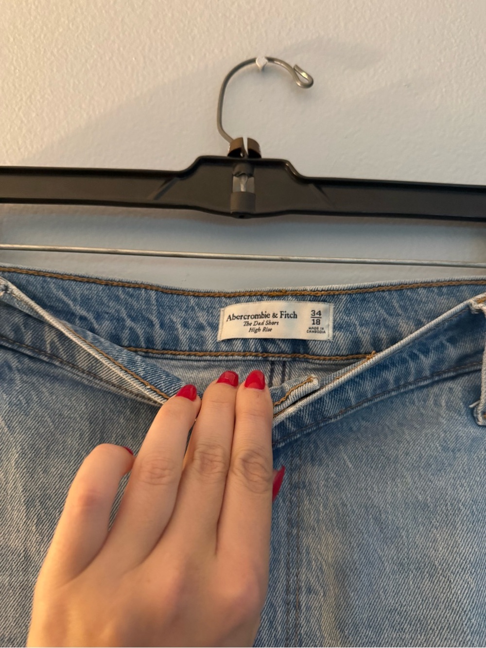 The Dad Shorts High-Rise Blue Denim Cutoff Shorts - Picture 4 of 5